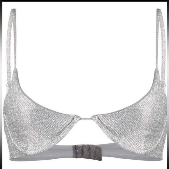 Danielle Guizio Lure Bikini Top in Silver Glitter size medium - Picture 3 of 8